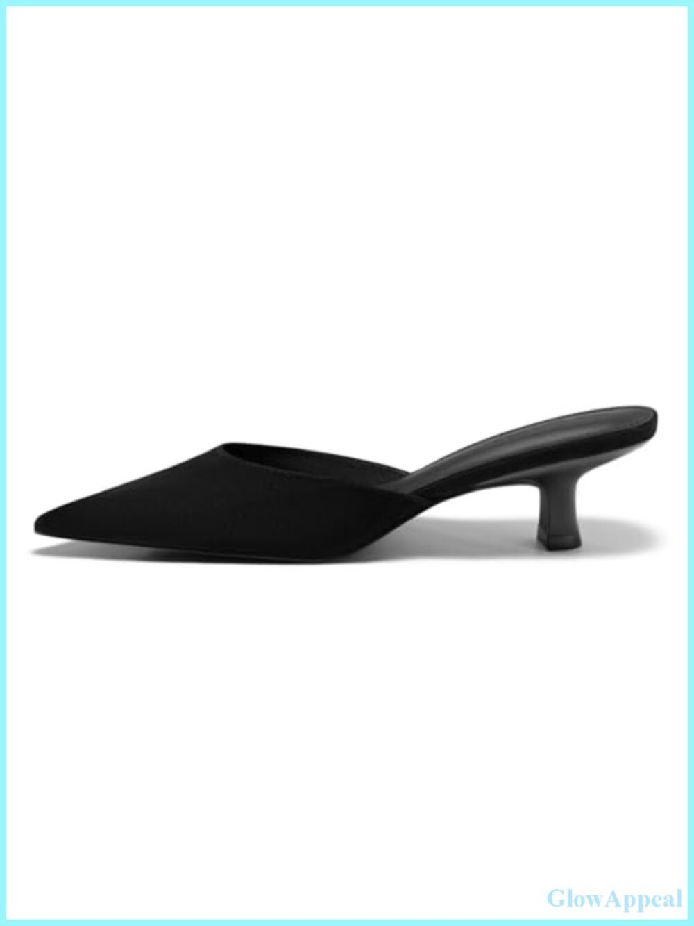 Womens Kitten Heel Mules Closed Pointed Toe Slip On Backless Dress Shoes